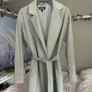 Express Women’s Gray Wool-blend Trench Coat XS NWOT